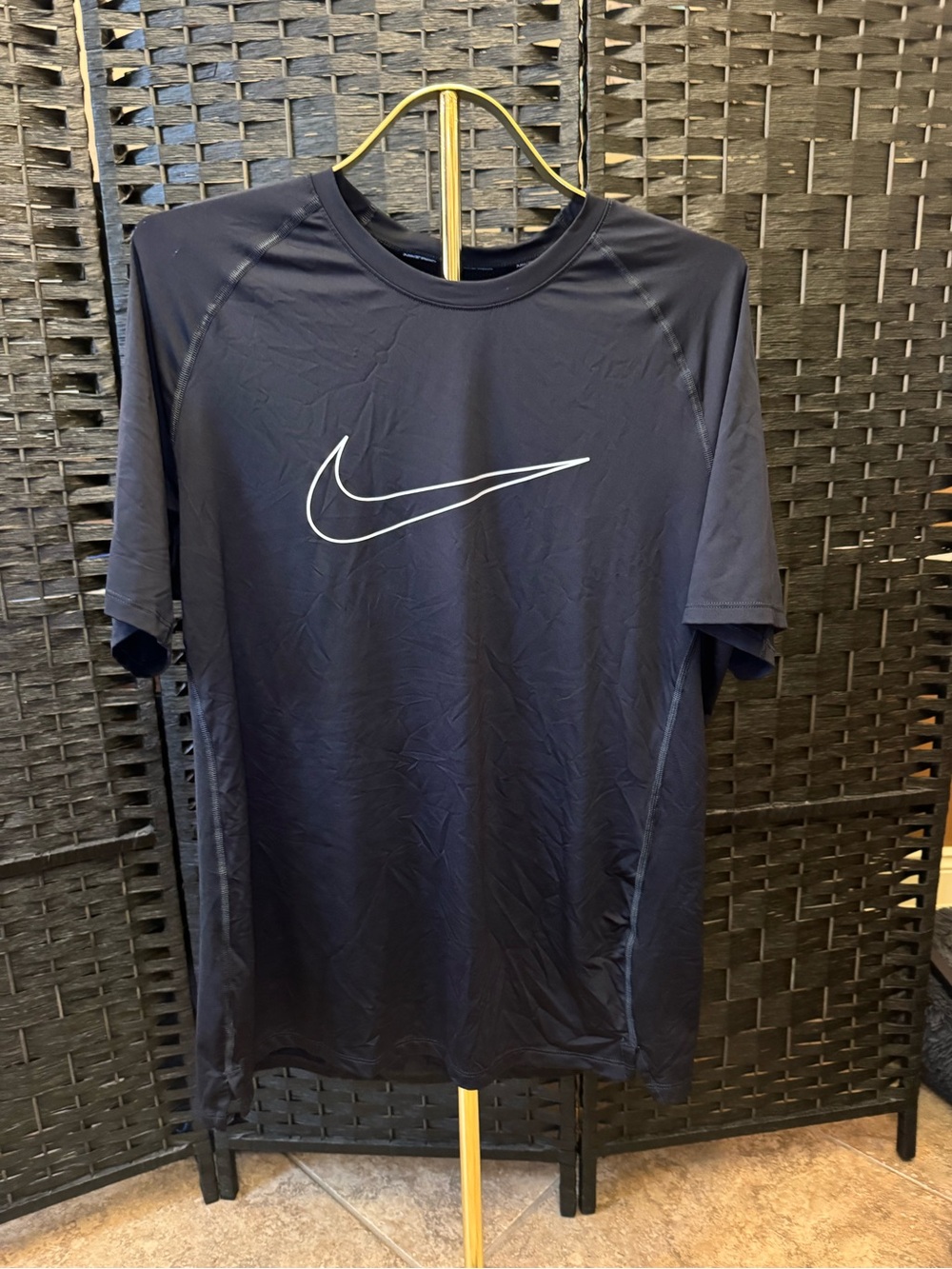 Nike Black Short-Sleeve Performance Tee with White Swoosh